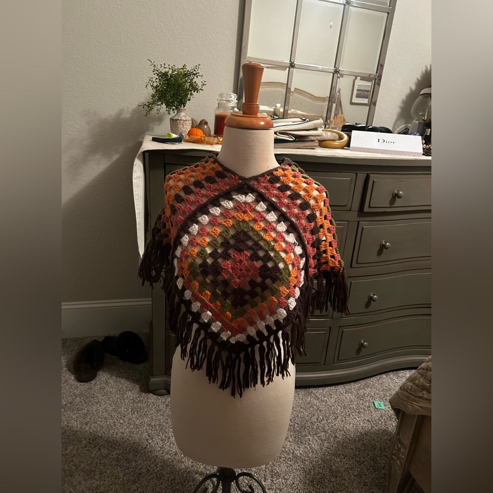 Chic Dark Brown Fringe Poncho